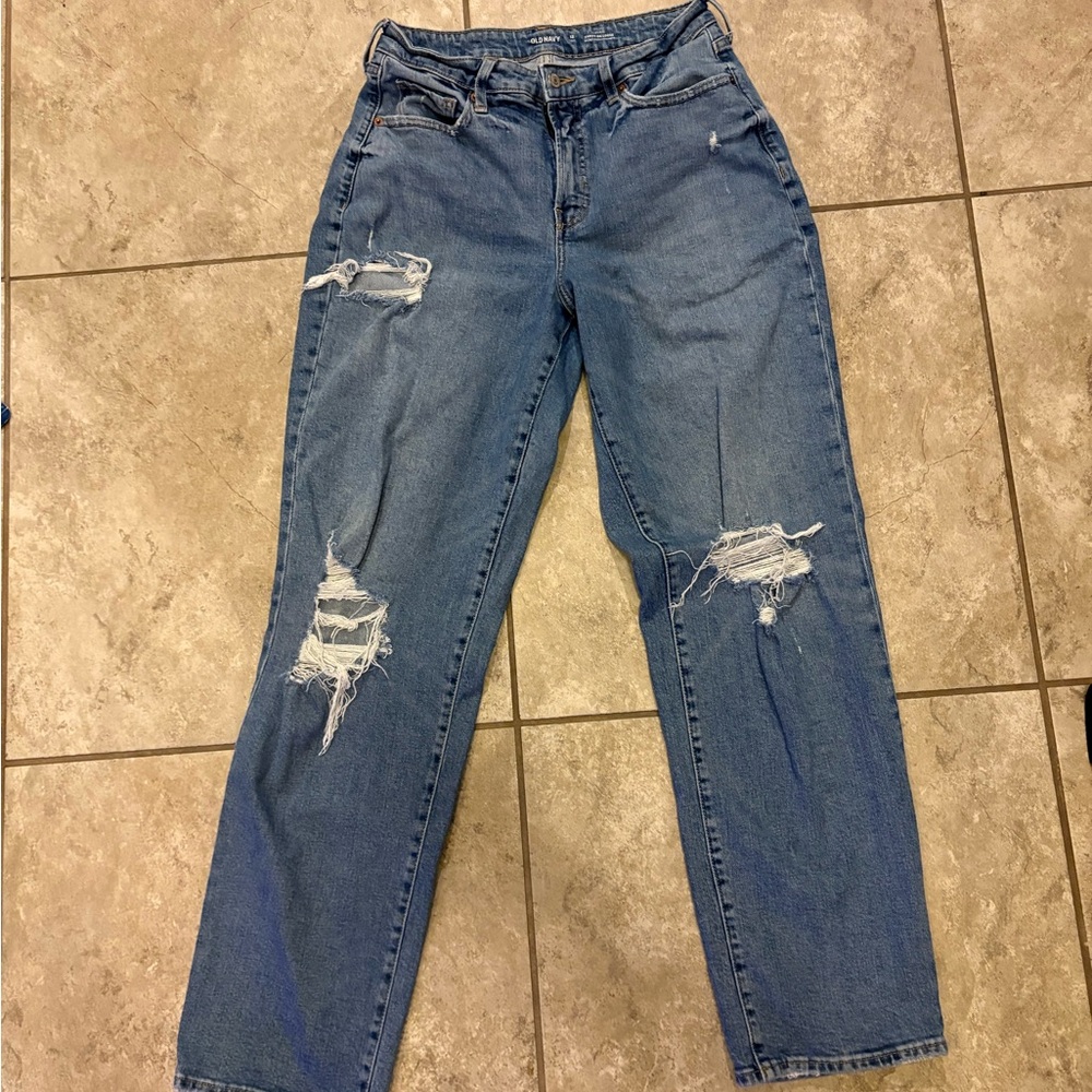 Old Navy Light Blue Distressed Straight Leg Jeans